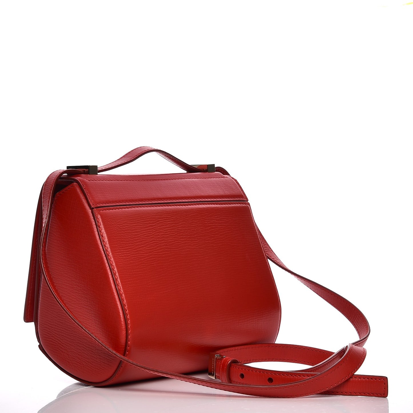Textured Calfskin Mini Pandora Box Crossbody Bag Red