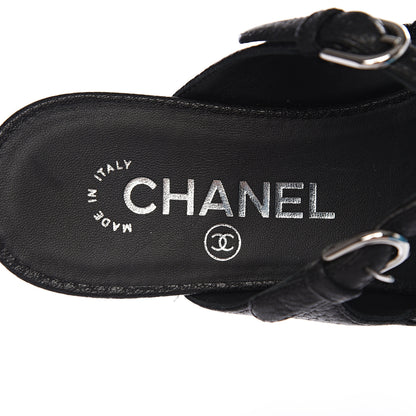 Chanel Grained Goatskin Chain Flat Sandals 35 Black 6 of 8