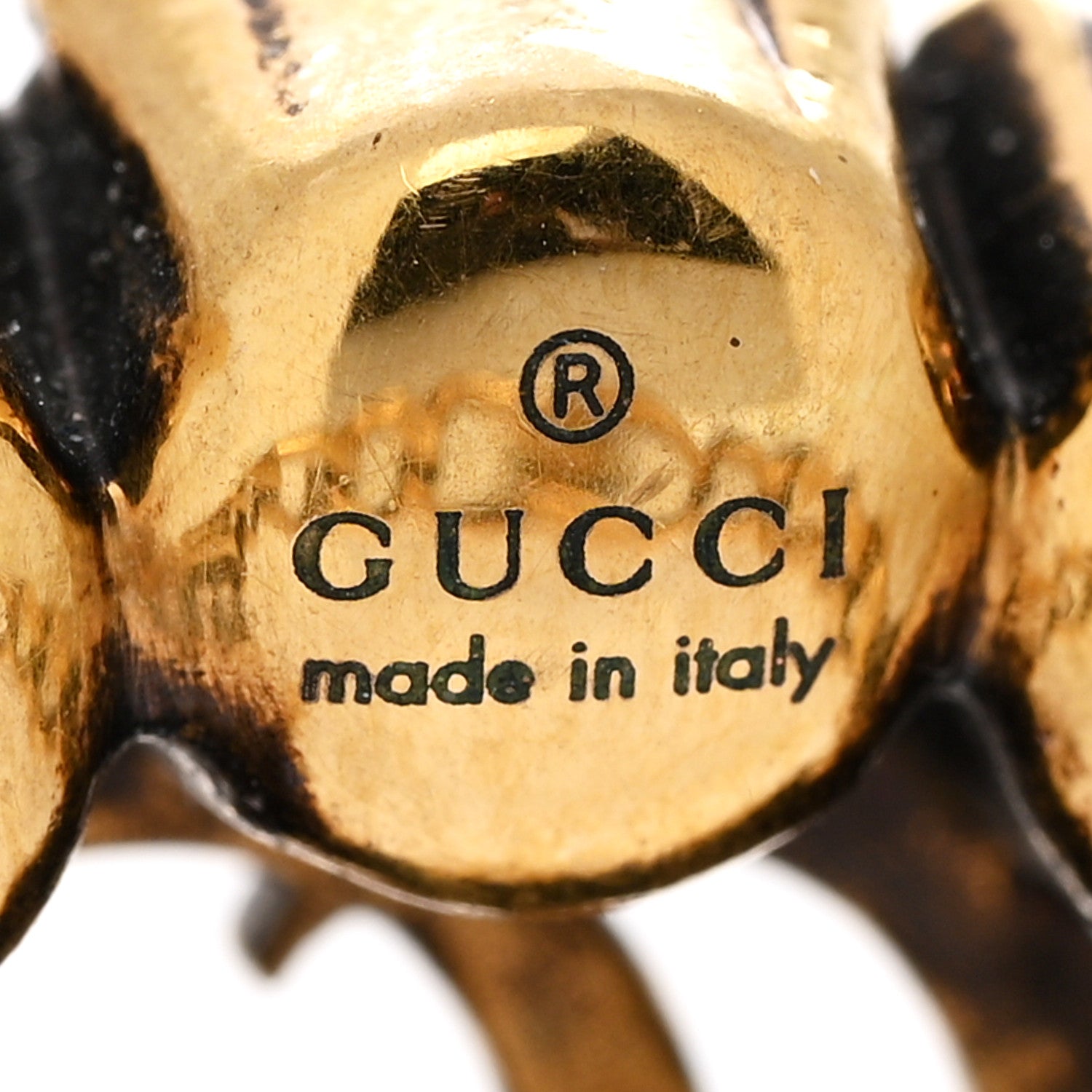 Gucci Metal Crystal Double G Ring L Aged Gold 4 of 4