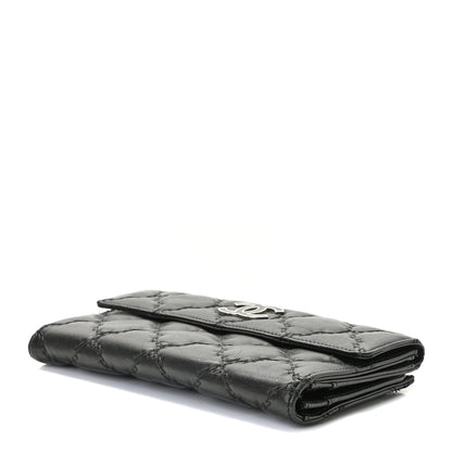 Chanel Calfskin Double Stitch Hamptons Flap Wallet Black 6 of 9
