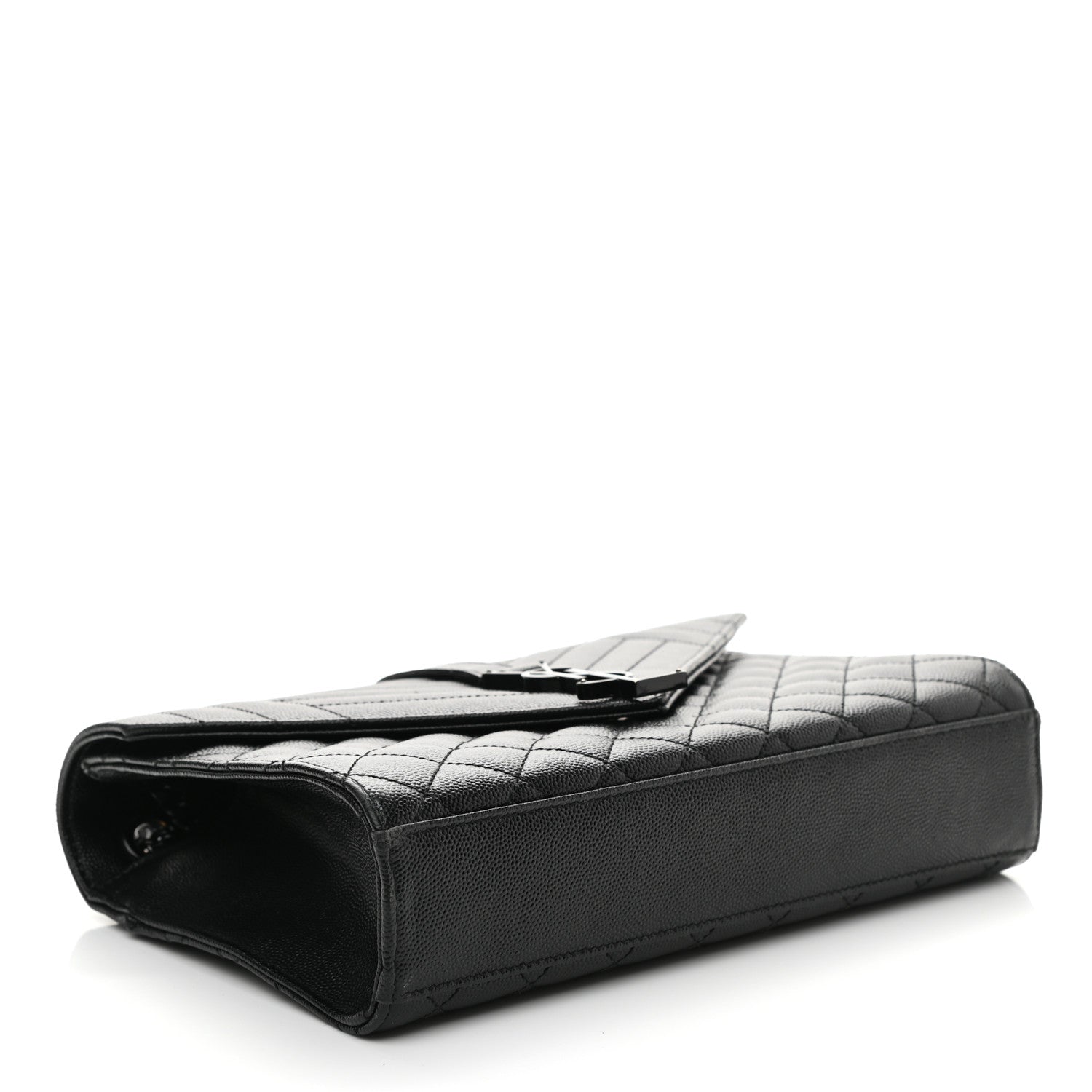 Saint Laurent Grain De Poudre Textured Mixed Matelasse Triquilt Medium Monogram Satchel Black 4 of 11