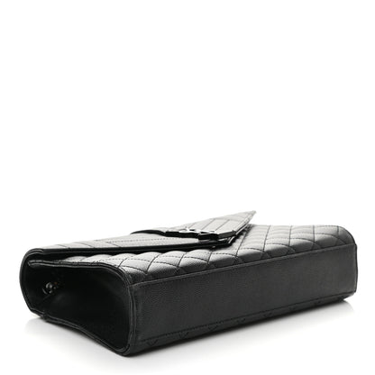 Saint Laurent Grain De Poudre Textured Mixed Matelasse Triquilt Medium Monogram Satchel Black 4 of 11