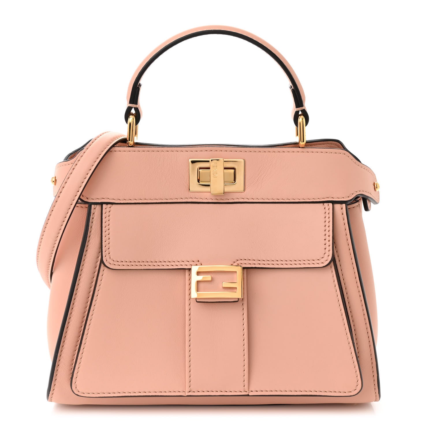 Fendi Nappa Pocket Mini Peekaboo Iconic Satchel Baby Pink 1 of 9