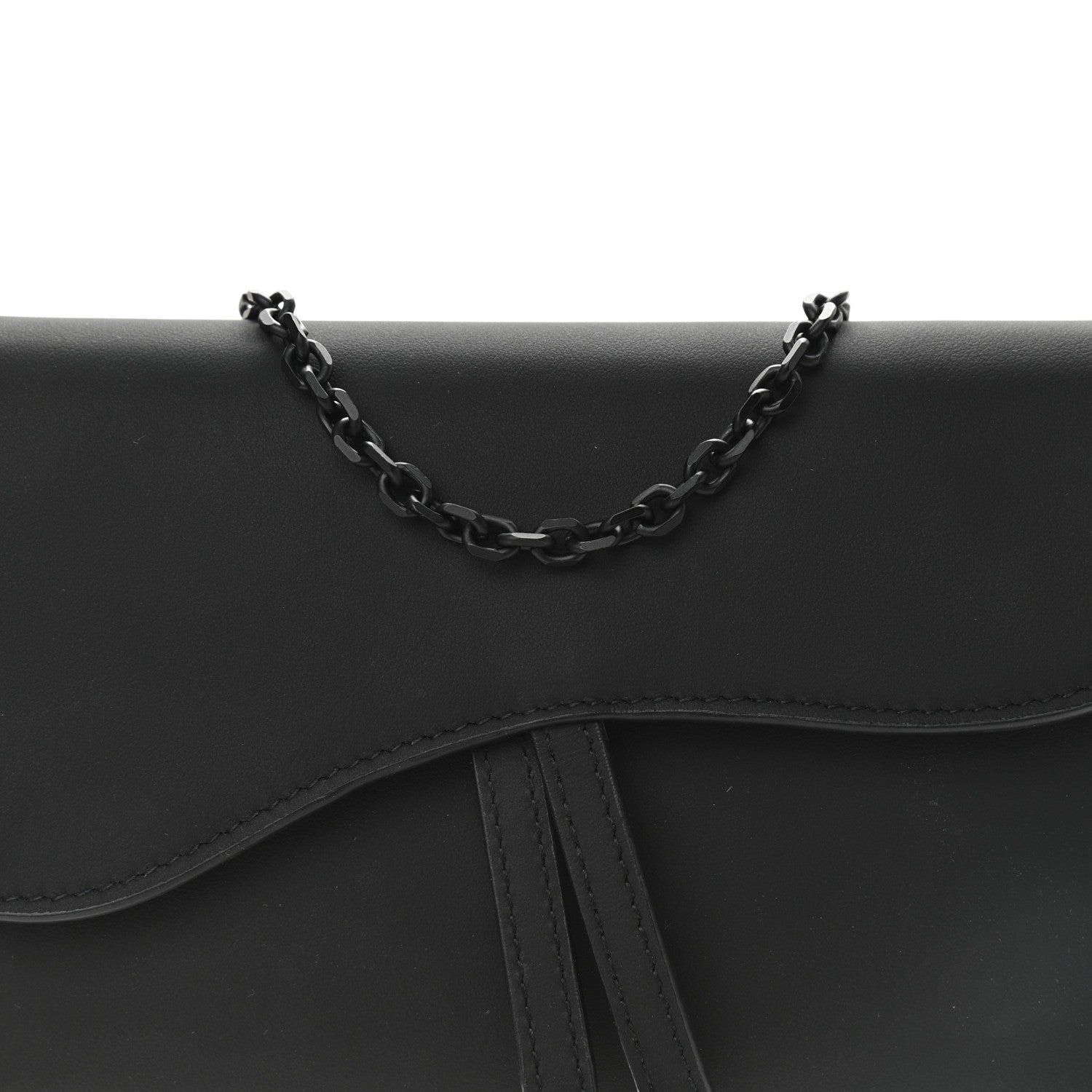 Christian Dior Ultra Matte Calfskin Saddle Chain Wallet Pouch Black 8 of 9