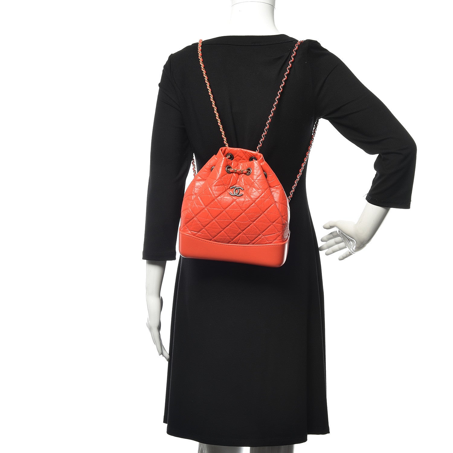 Chanel Aged Calfskin Quilted Small Gabrielle Backpack Orange 2 of 12