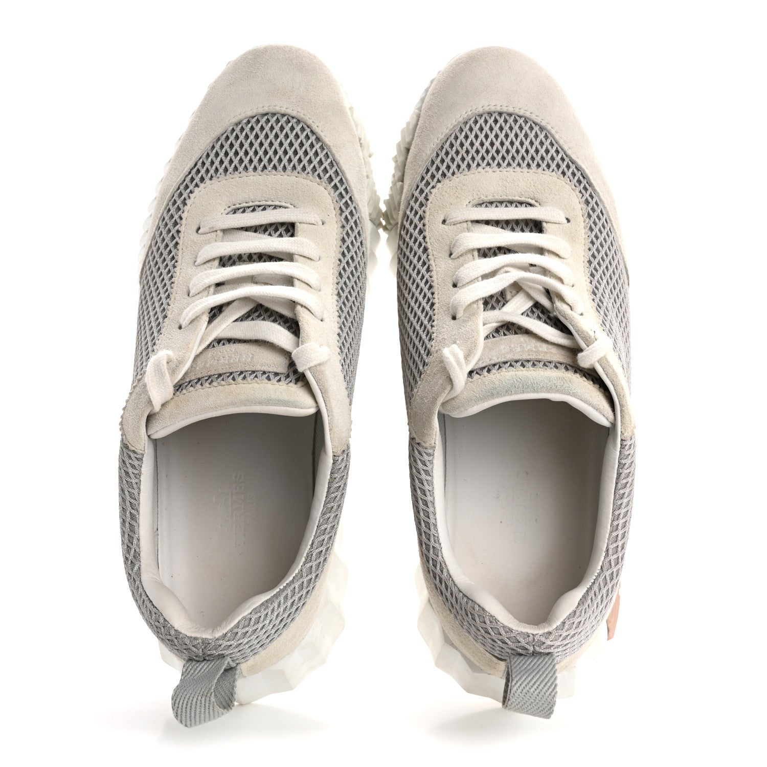 Hermes Air Mesh Suede Goatskin Bouncing Sneakers  38 Gris Lulea White 2 of 14