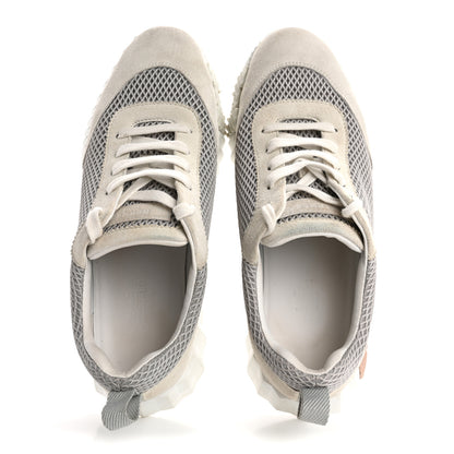 Hermes Air Mesh Suede Goatskin Bouncing Sneakers  38 Gris Lulea White 2 of 14