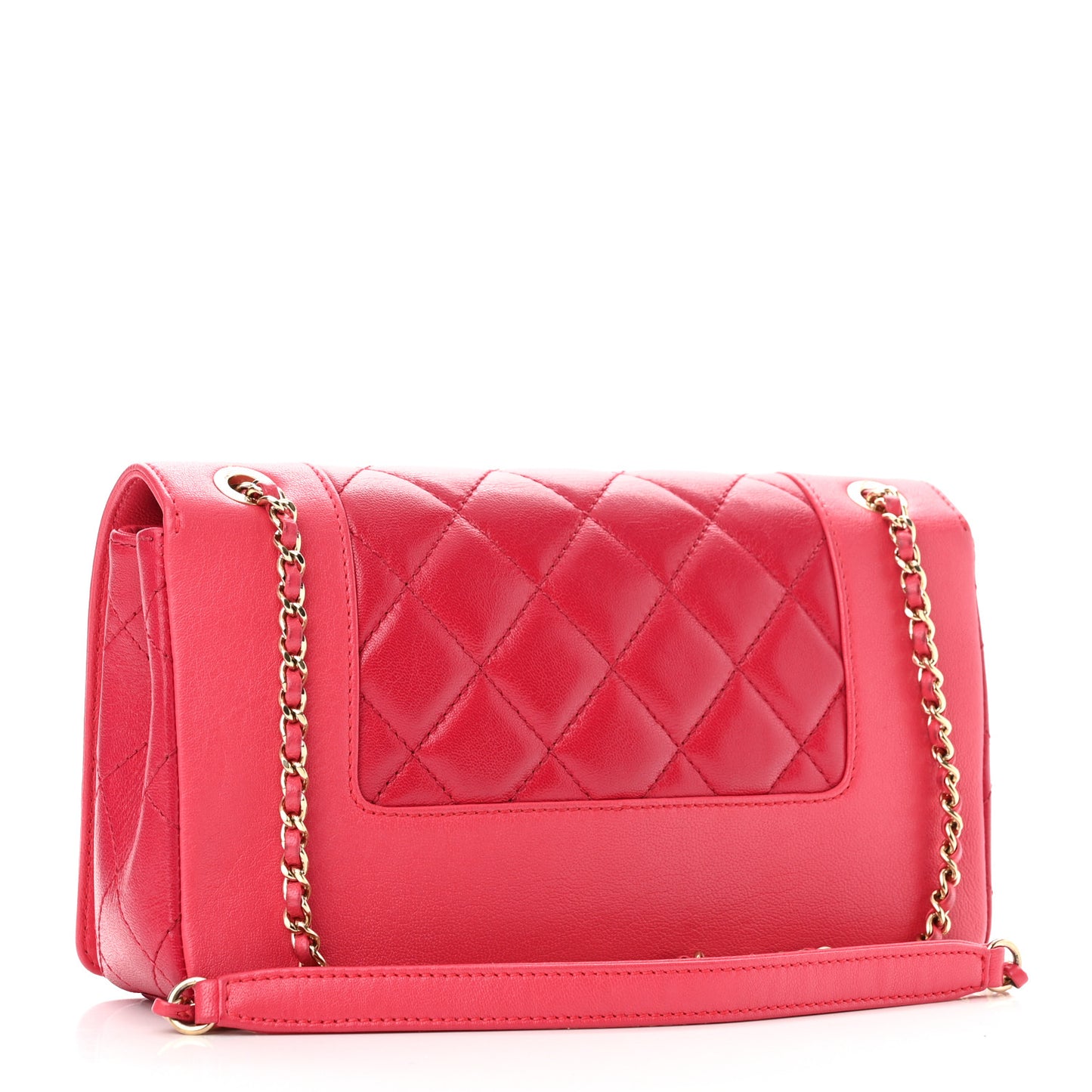 Sheepskin Quilted Medium Vintage Mademoiselle Flap Dark Pink