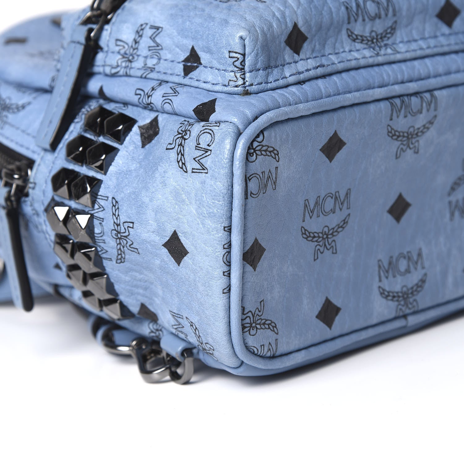 MCM Visetos Side Stud X-Mini Stark Bebe Boo Backpack Blue 8 of 9