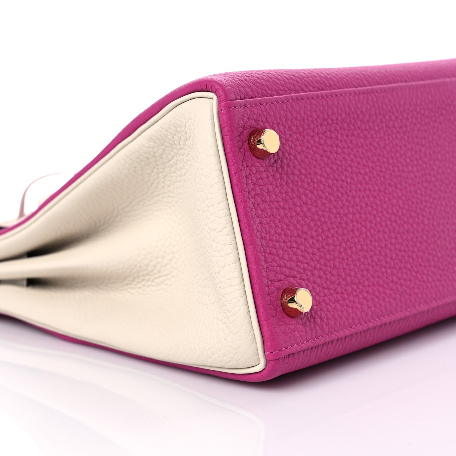 Hermes Togo Horseshoe Kelly Retourne 28 Rose Pourpre Craie 9 of 11