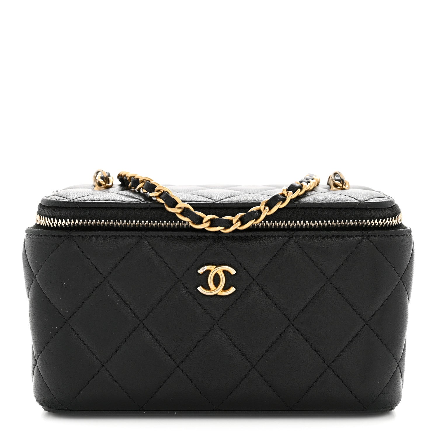 Chanel Lambskin Quilted Pearl Crush Small Vanity Case With Chain Black 1 of 13