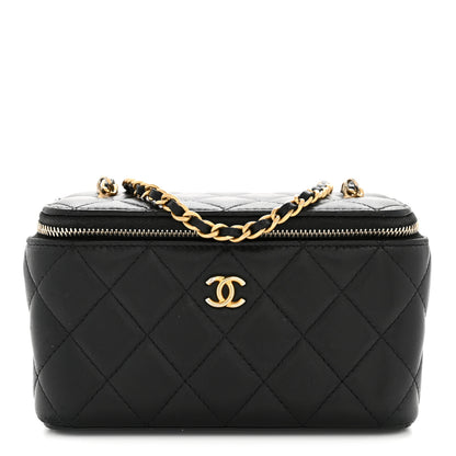 Chanel Lambskin Quilted Pearl Crush Small Vanity Case With Chain Black 1 of 13