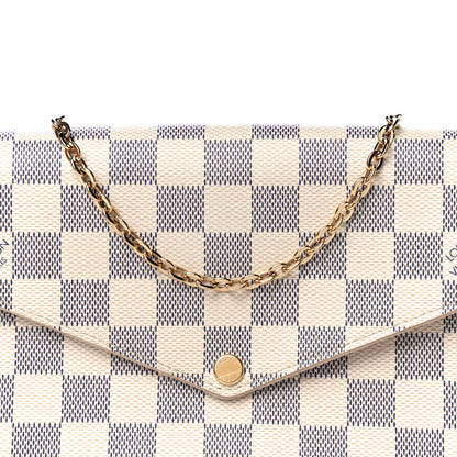 Louis Vuitton Damier Azur Pochette Felicie Chain Wallet Rose Ballerine 17 of 18