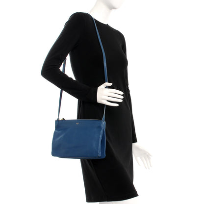 Celine Lambskin Large Trio Crossbody Bag Metallic Blue 2 of 9