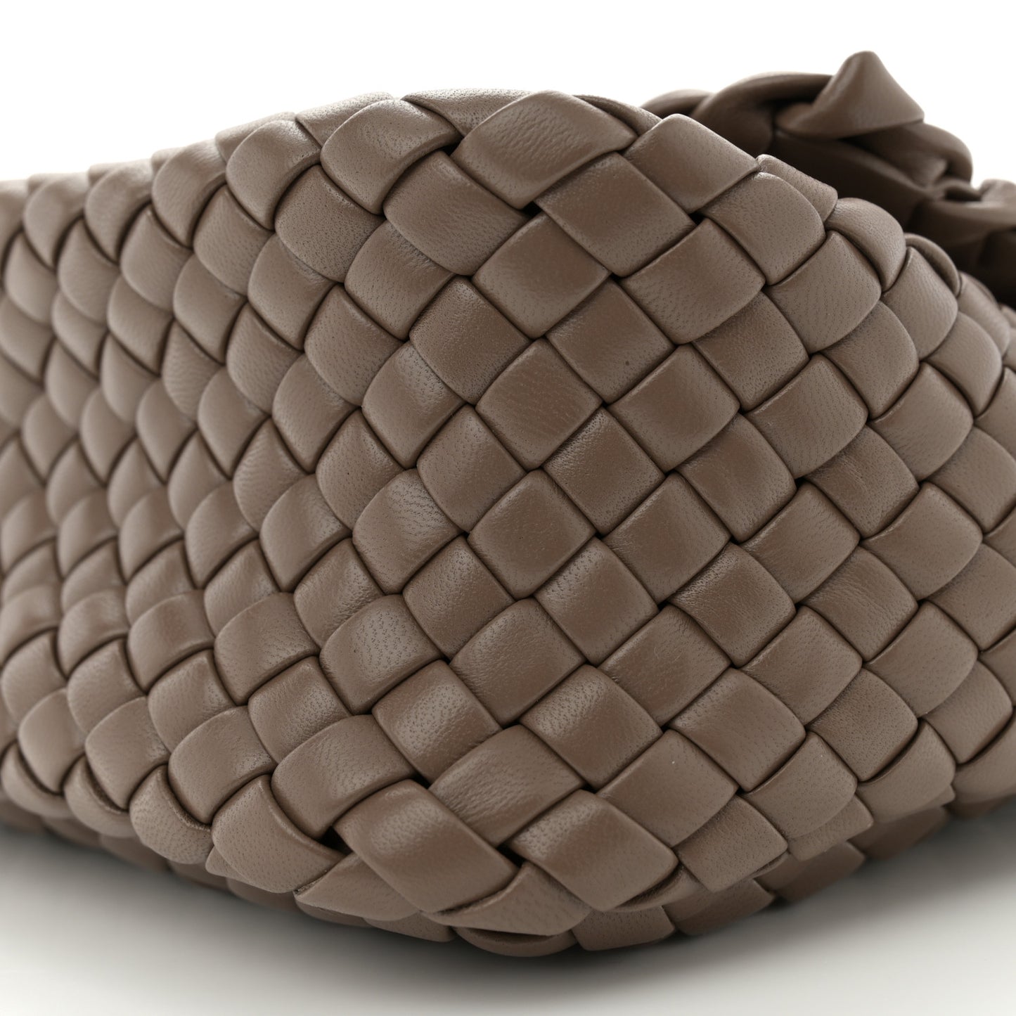 Nappa Intreccio Mini Cobble Shoulder Bag Taupe Grey