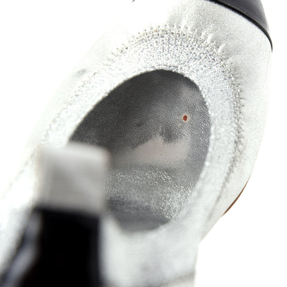 Chanel Metallic Lambskin Patent CC Elastic Stretch Pumps 36.5 Silver Black 10 of 11