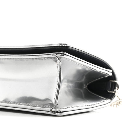 Christian Dior Metallic Patent Micro-Cannage Baby Diorama Flap Bag Silver 10 of 10