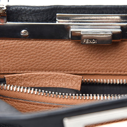 Fendi Cuoio Romano Selleria Bi-Color Medium Peekaboo Iconic Satchel Black Mou 14 of 15