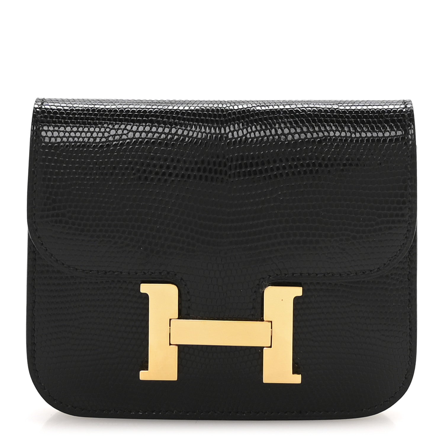 Hermes Lizard Constance Slim Wallet Black 1 of 8