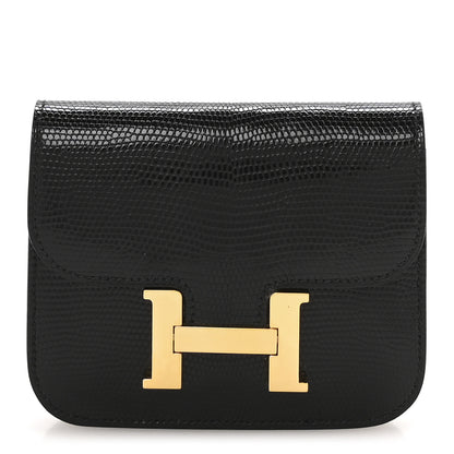 Hermes Lizard Constance Slim Wallet Black 1 of 8
