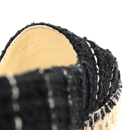 Chanel Tweed Patent CC Espadrilles 36 Black White 9 of 10