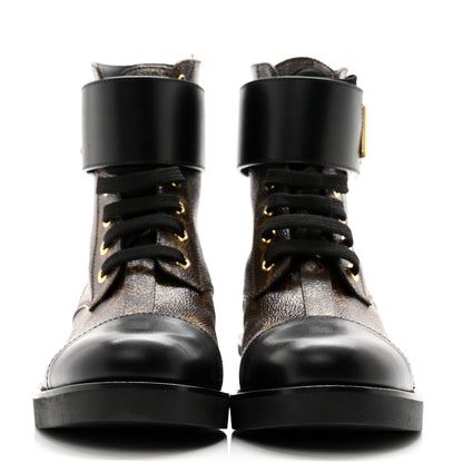 Louis Vuitton Calfskin Monogram Wonderland Flat Ranger Boots 38 Black 2 of 10