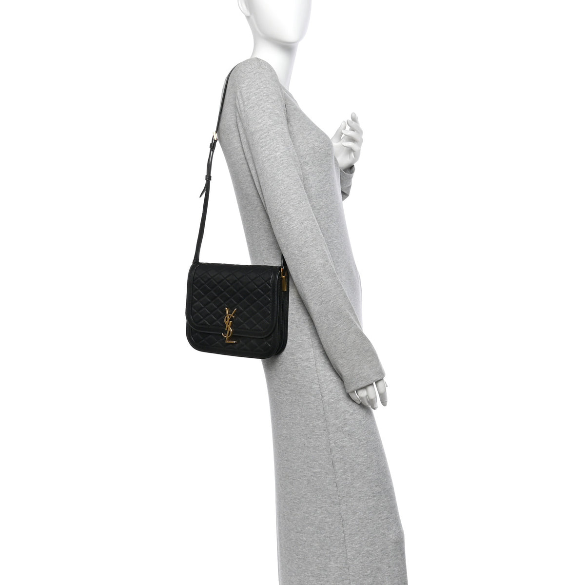 Saint Laurent Lambskin Quilted Monogram Medium Solferino Satchel Black 2 of 10