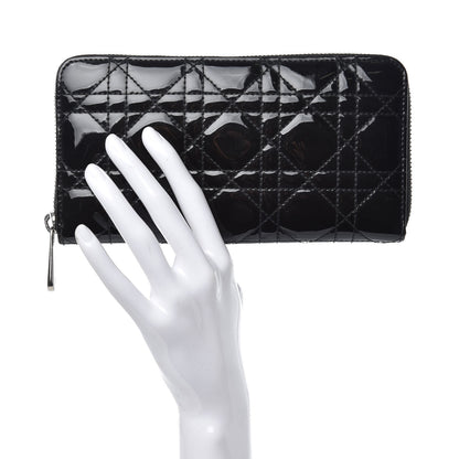 Christian Dior Patent Cannage Lady Dior Continental Zip Wallet Black 2 of 10