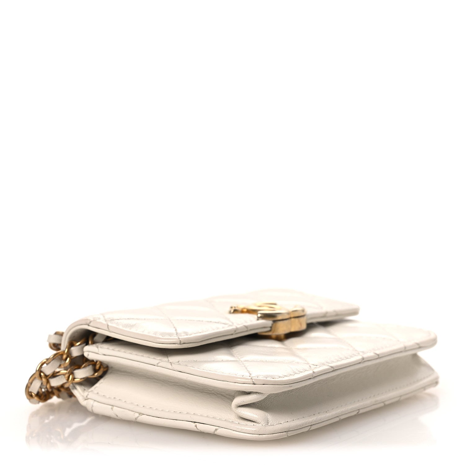 Chanel Calfskin Quilted Perfect Fit Coin Purse With Chain White 4 of 13
