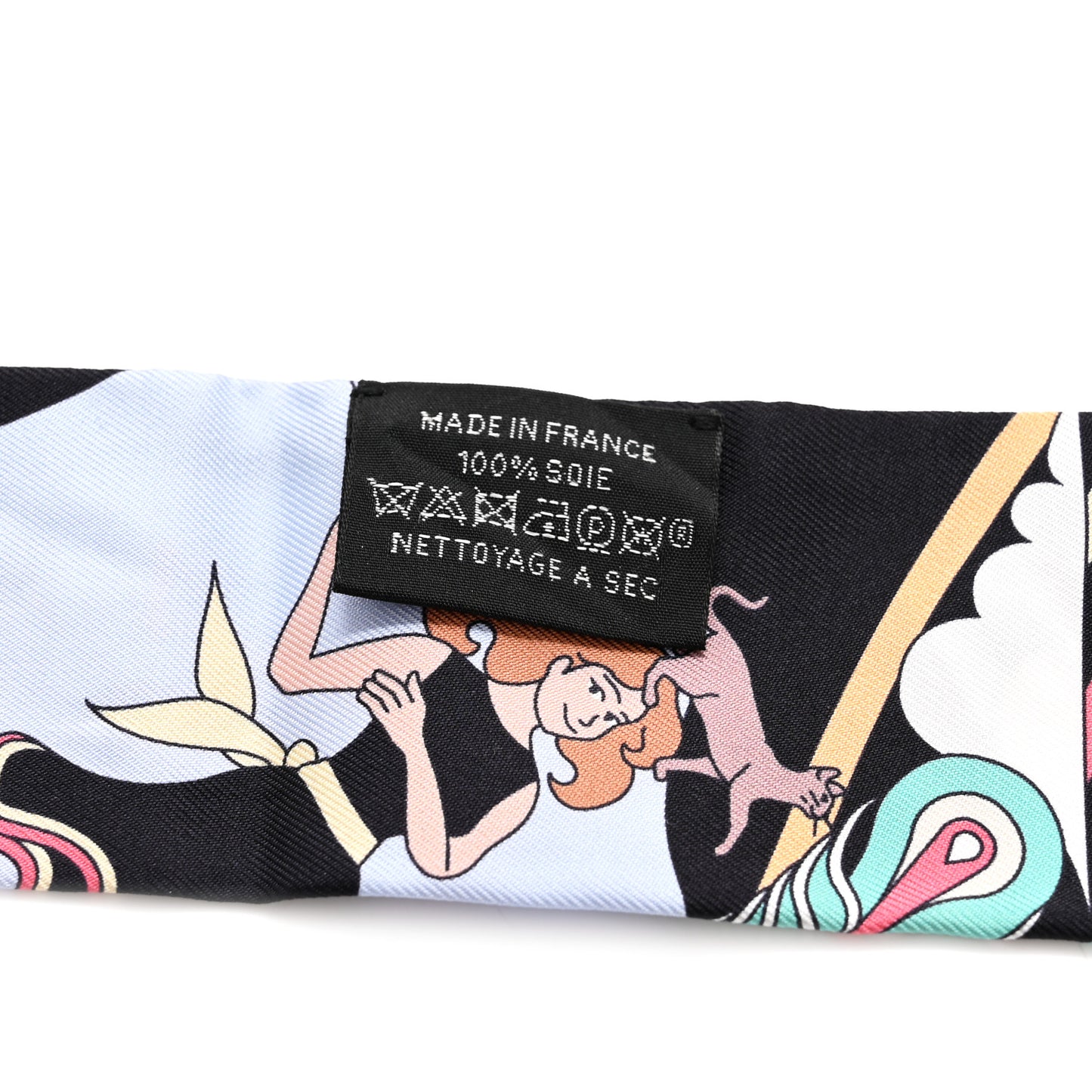 Silk Carres Volants Twilly Black Ciel Multicolor