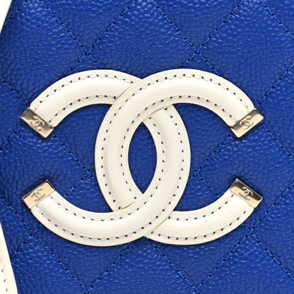 Chanel Caviar Quilted Small CC Filigree Vanity Case Blue White Red 8 of 10
