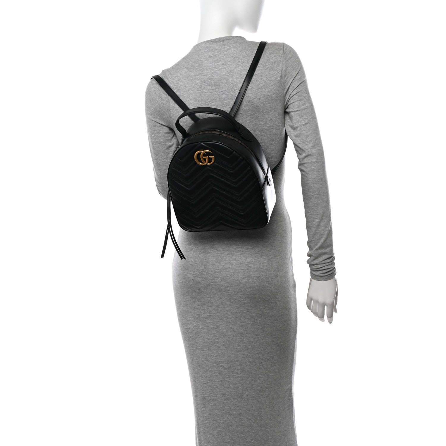 Gucci Calfskin Matelasse GG Marmont Dome Backpack Black 2 of 14