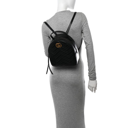 Gucci Calfskin Matelasse GG Marmont Dome Backpack Black 2 of 14