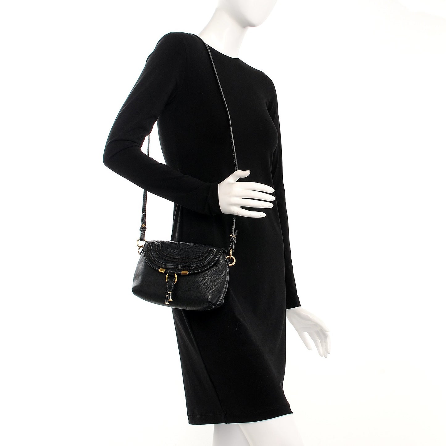 Calfskin Marcie Pochette Crossbody Bag Black