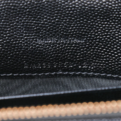 Saint Laurent Grain De Poudre Matelasse Chevron Monogram Envelope Chain Wallet Black 9 of 9