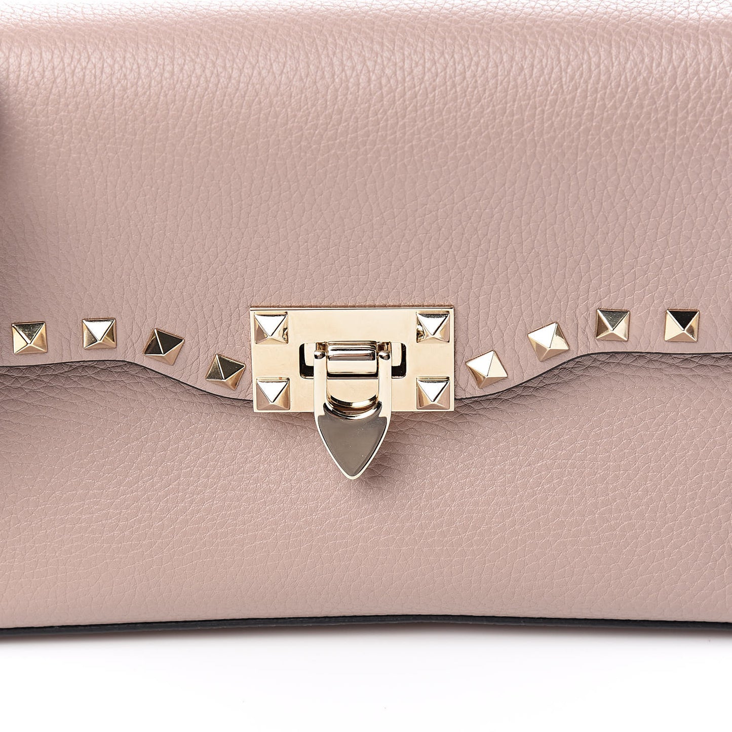 Pebbled Calfskin Medium Rockstud Flip Lock Crossbody Bag Poudre