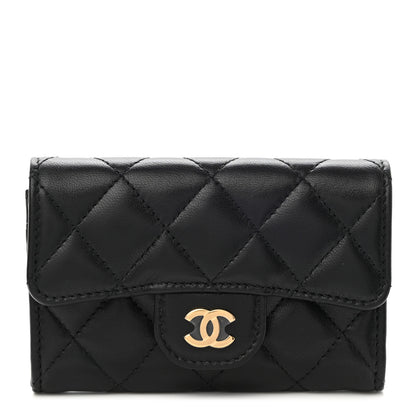 Chanel Lambskin Quilted Flap Card Holder Wallet Black 1 of 8