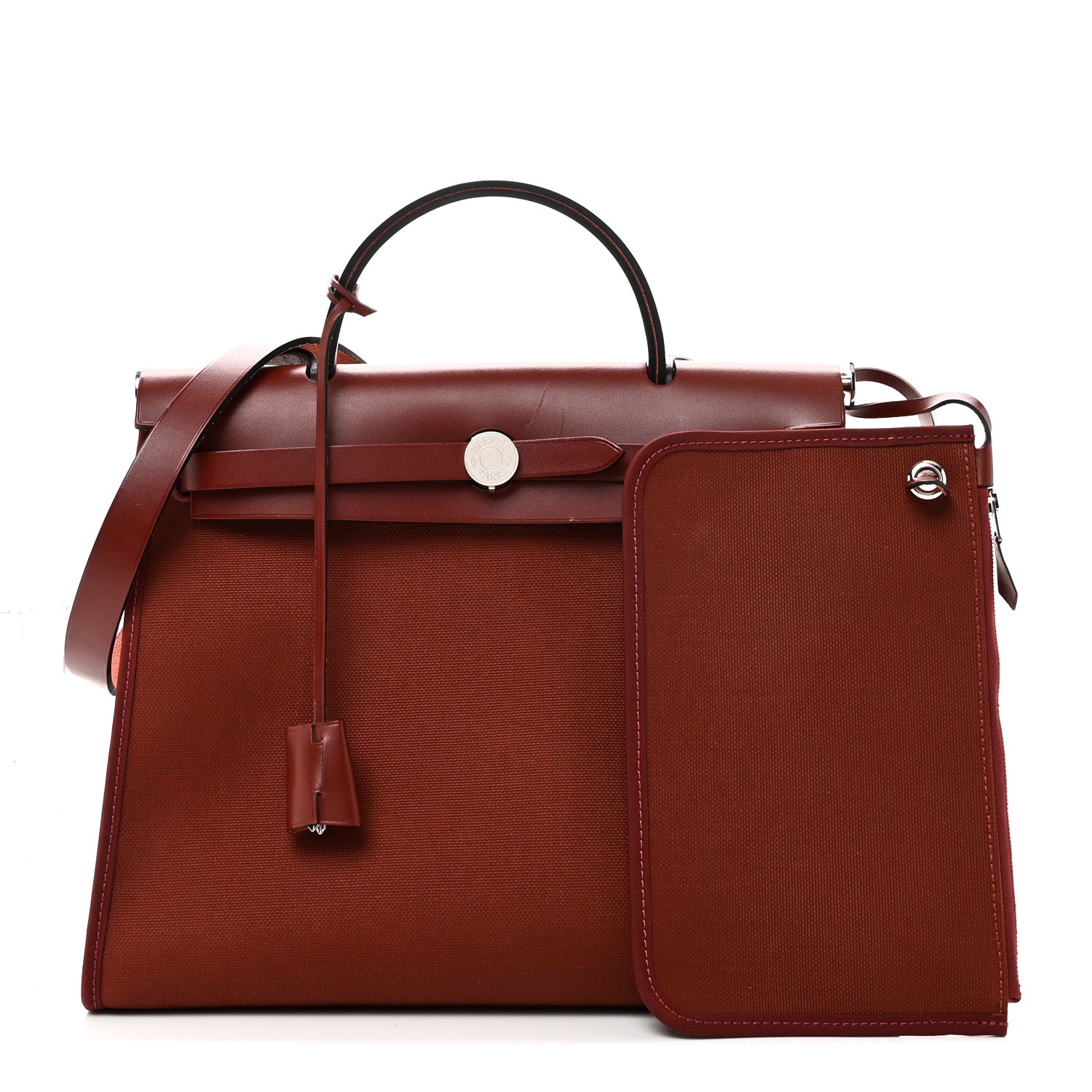 Hermes Vache Hunter Toile Herbag Zip 31 PM Rouge H 3 of 12