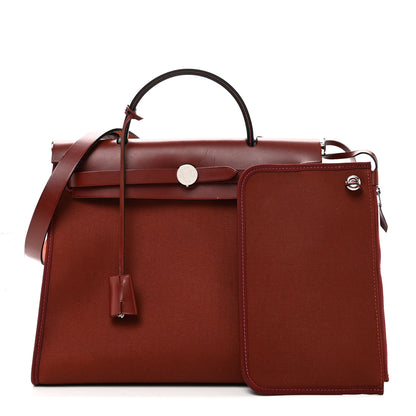 Hermes Vache Hunter Toile Herbag Zip 31 PM Rouge H 3 of 12