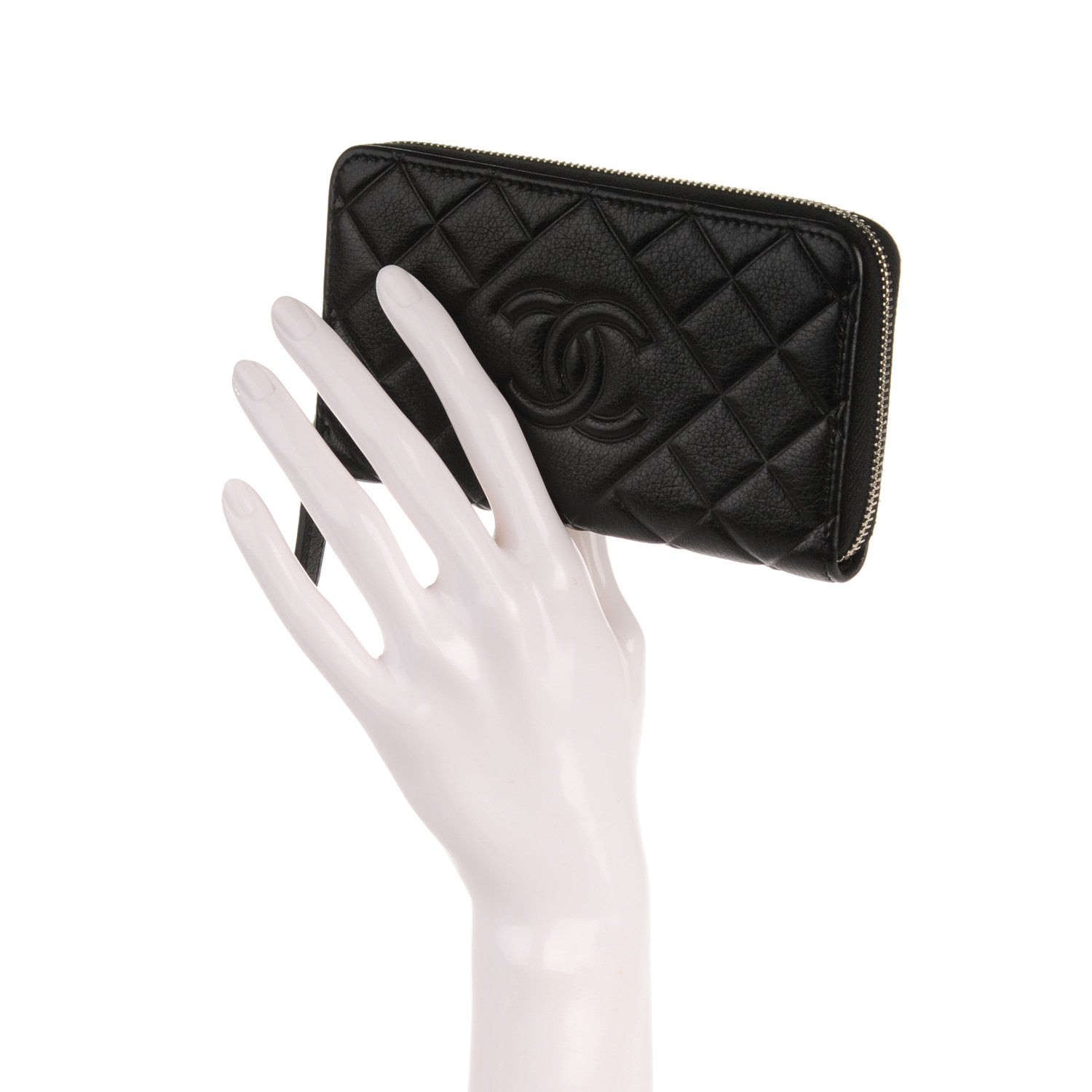 Chanel Calfskin Quilted Small CC Zip Around Wallet Black 2 of 8