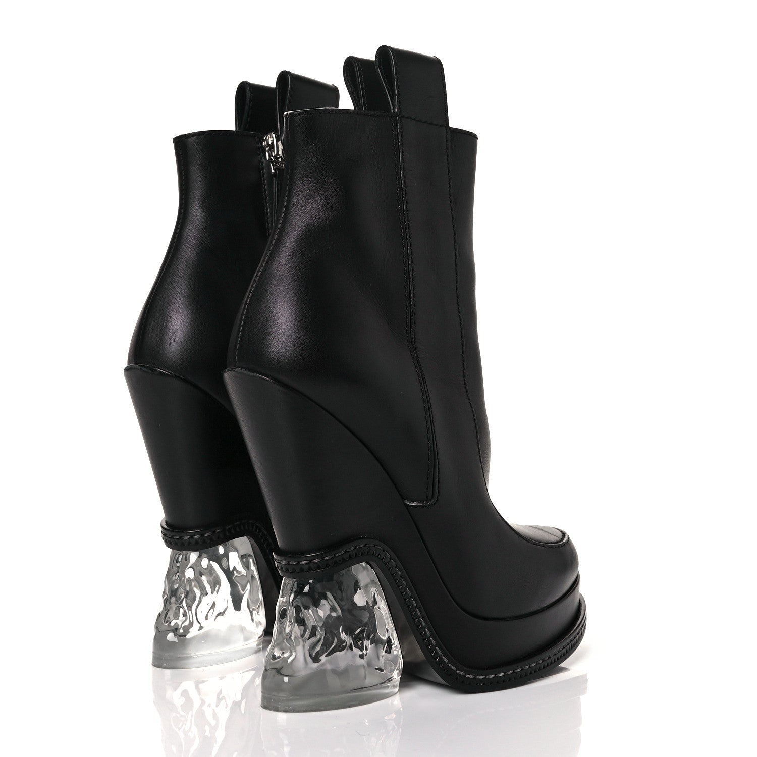 Fendi Calfskin Lucite Wedge Boots 35 Black 4 of 7