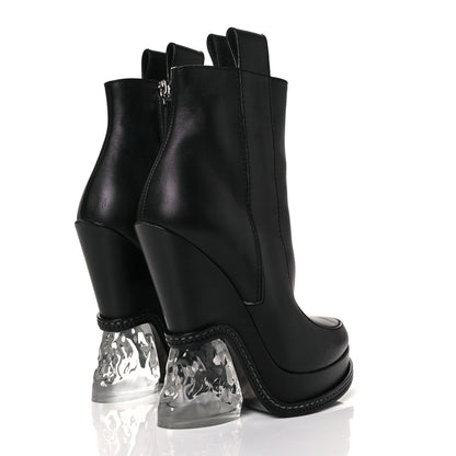 Fendi Calfskin Lucite Wedge Boots 35 Black 4 of 7