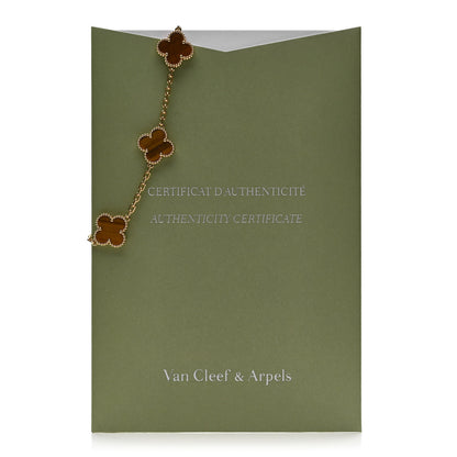 Van Cleef & Arpels 18K Yellow Gold Tiger Eye 5 Motifs Vintage Alhambra Bracelet 2 of 5