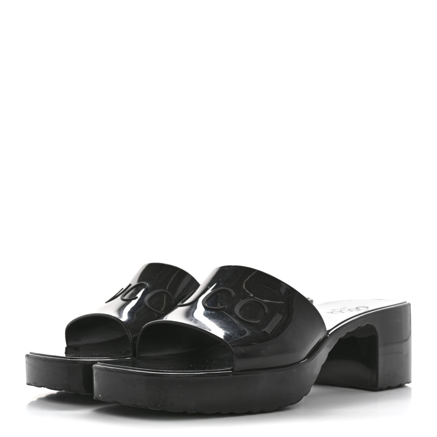 Rubber Gucci Logo Womens Platform 20/60mm Slide Sandals 37 Black