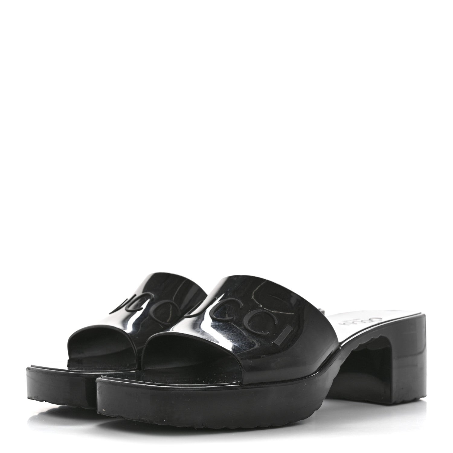 Gucci Rubber Gucci Logo Womens Platform 20/60mm Slide Sandals 37 Black 4 of 10