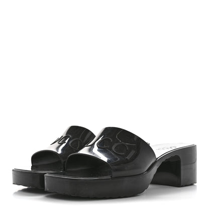 Gucci Rubber Gucci Logo Womens Platform 20/60mm Slide Sandals 37 Black 4 of 10