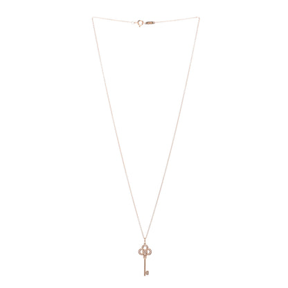 Tiffany 18K Rose Gold Diamond Mini Crown Key Pendant Necklace 3 of 5