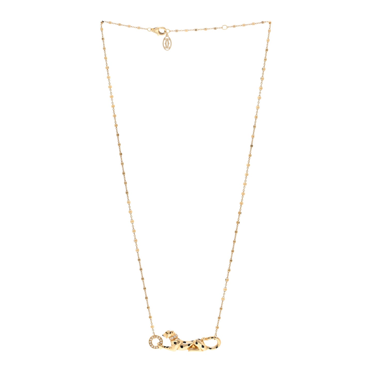 18K Yellow Gold Diamond Tsavorite Black Lacquer Panthere De Cartier Necklace