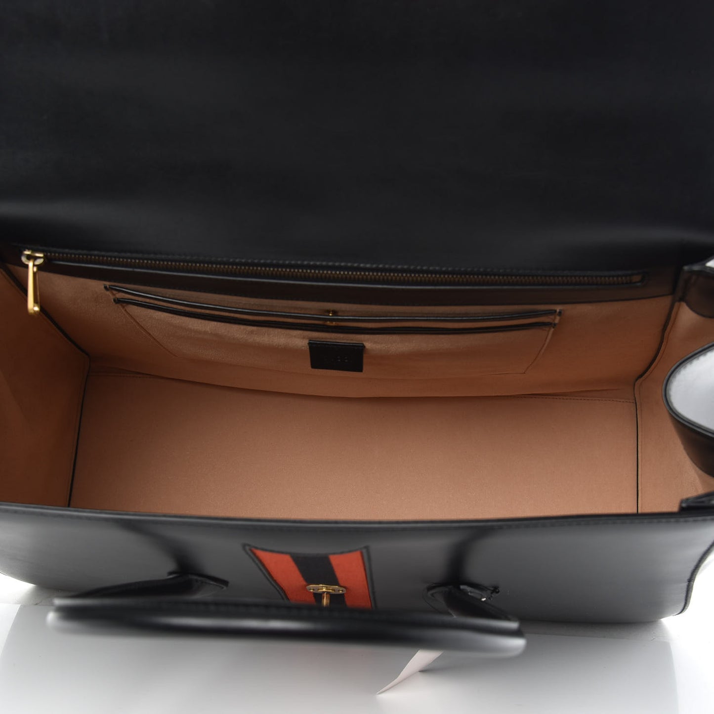 Plutone Calfskin Web Large Turn Lock Top Handle Duffle Bag Black