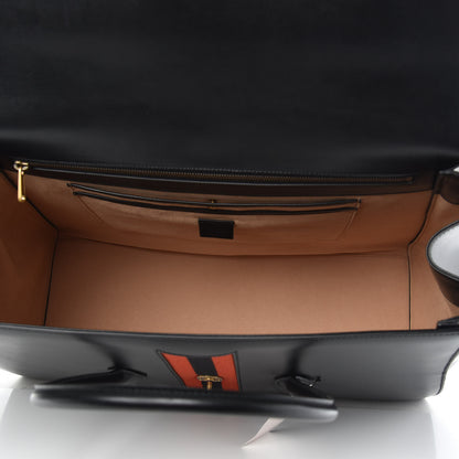 Gucci Plutone Calfskin Web Large Turn Lock Top Handle Duffle Bag Black 5 of 12